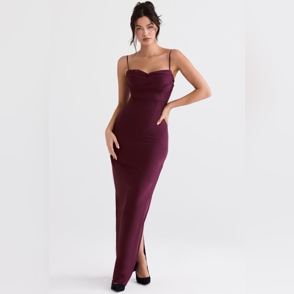 House of CB Lani Merlot Corset Maxi Dress Red - Picture 4 of 16